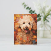 プードルの秋の感謝祭 ポストカード (スタンド正面)