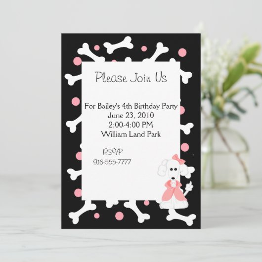 プードルの誕生日の招待状 招待状 (スタンド正面)