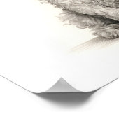 プードルの軽いミニマルな鉛筆線スケッチ ポスター (角)