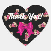 プードルの輪(ピンク色の黒) ハートシール (正面)