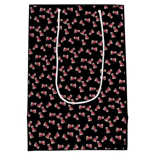 プードルの輪(ピンク色の黒) ミディアムペーパーバッグ (裏面)