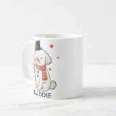 プードルの雪だるま クリスマス ドッグ コーヒーマグカップ (正面左)