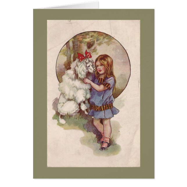 プードルのGreetngカードヴィンテージ (正面)