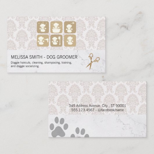 プードルアイコン | 動物グルーミング 名刺 (正面/裏面)