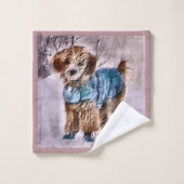 プードルアートクリスマス バスタオルセット (ウォッシュタオル)