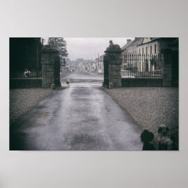 プードルインスパイアヴィンテージタウンカワイプードル ポスター