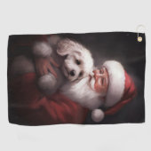 プードルウィズサンタクロースフェスティバルクリスマス ゴルフタオル (横)