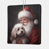プードルウィズサンタクロースフェスティバルクリスマス セラミックオーナメント (左)