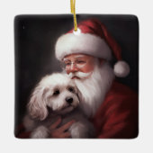 プードルウィズサンタクロースフェスティバルクリスマス セラミックオーナメント (正面)