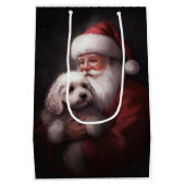 プードルウィズサンタクロースフェスティバルクリスマス ミディアムペーパーバッグ (裏面)