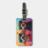 プードルウィズハートバラバレンタインデー ラゲッジタグ (正面縦)