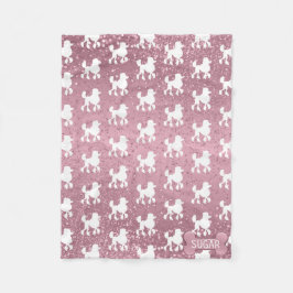 プードルオンピンクグリッター フリースブランケット