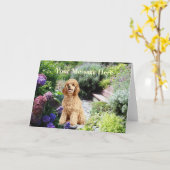 プードルガーデングリーティングカード カード (黄色い花)