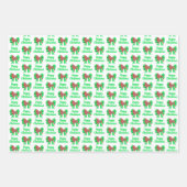 プードルキュートクリスマスドッグ&グリーンボウ3色 ラッピングペーパーシート (正面3)