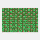 プードルキュートクリスマスドッグ&グリーンボウ3色 ラッピングペーパーシート (正面2)