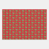 プードルキュートクリスマスドッグ&グリーンボウ3色 ラッピングペーパーシート (正面)