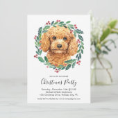 プードルキュートドッグエレガントリースクリスマスパーティー 招待状 (スタンド正面)