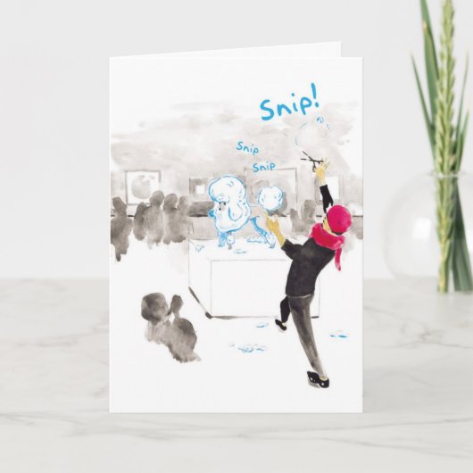 プードルギャラリーヘアカット – おもしろい誕生日 カード (正面)