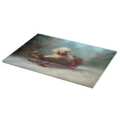 プードルクリスマスの雪の冬 カッティングボード (角)