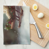 プードルクリスマスの雪の冬 キッチンタオル (四つ折り)