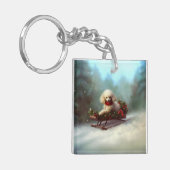 プードルクリスマスの雪の冬 キーホルダー (正面左)