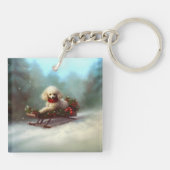 プードルクリスマスの雪の冬 キーホルダー (裏面)