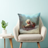 プードルクリスマスの雪の冬 クッション (椅子)