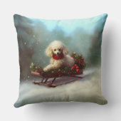 プードルクリスマスの雪の冬 クッション (裏面)