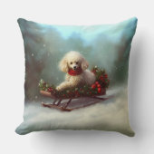 プードルクリスマスの雪の冬 クッション (正面)