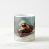 プードルクリスマスの雪の冬 コーヒーマグカップ (中央)