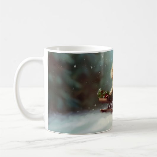 プードルクリスマスの雪の冬 コーヒーマグカップ (左)