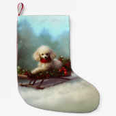 プードルクリスマスの雪の冬 スモールクリスマスストッキング (正面)