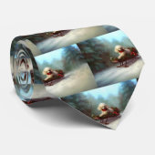 プードルクリスマスの雪の冬 ネクタイ (ロール)