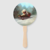 プードルクリスマスの雪の冬 ハンドファン (正面)