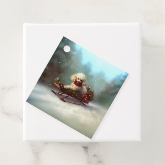 プードルクリスマスの雪の冬 フェイバータグ (インサイチュ)