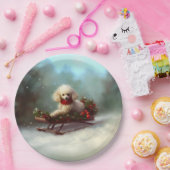 プードルクリスマスの雪の冬 ペーパープレート (パーティー)