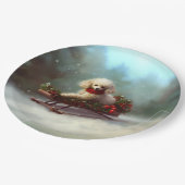 プードルクリスマスの雪の冬 ペーパープレート (アングル)