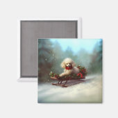 プードルクリスマスの雪の冬 マグネット (正面/裏面)