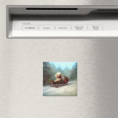 プードルクリスマスの雪の冬 マグネット (インサイチュ (食洗機))