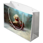 プードルクリスマスの雪の冬 ラージペーパーバッグ (裏面アングル)