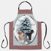 プードルクリスマスカードの贈り物 エプロン (正面)