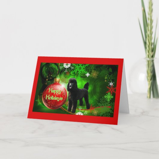プードルクリスマスカードハッピーホリデーズボール シーズンカード (正面)