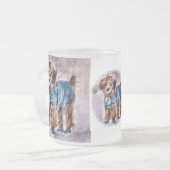 プードルクリスマスギフトプードルホリデーマグ フロストグラスマグカップ (正面左)