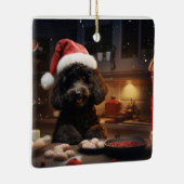 プードルクリスマスクッキーフェスティバルホリデイ セラミックオーナメント (右)