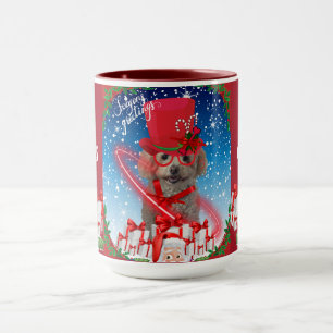 プードルクリスマスシーズングリーティングコーヒーマグ マグカップ