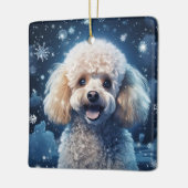 プードルクリスマスデコレーション、ギフトfor愛犬家 セラミックオーナメント (左)