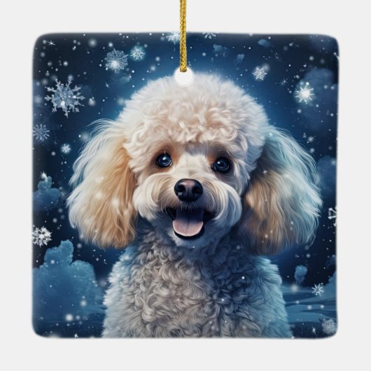 プードルクリスマスデコレーション、ギフトfor愛犬家 セラミックオーナメント (裏面)