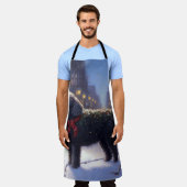 プードルクリスマスフェスティバルシーズン エプロン (着用した状態)