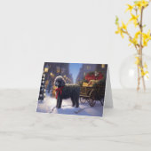 プードルクリスマスフェスティバルシーズン カード (黄色い花)