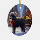 プードルクリスマスフェスティバルシーズン セラミックオーナメント (右)